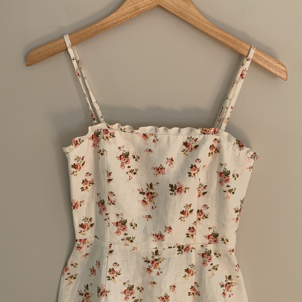 Reformation White Floral Mini Dress with Pink & Green Accents - Picture 2 of 11